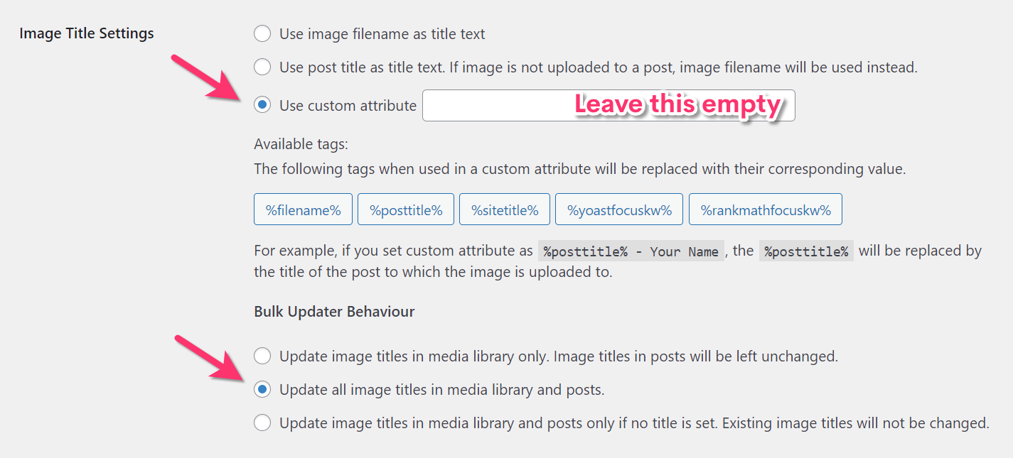 Bulk Updater Configured For Empty Image Titles