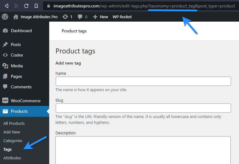 Taxonomy Name Of WooCommerce Product Tag Is Product_tag