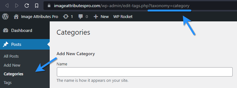Taxonomy Name Of WordPress Post Category Is Category