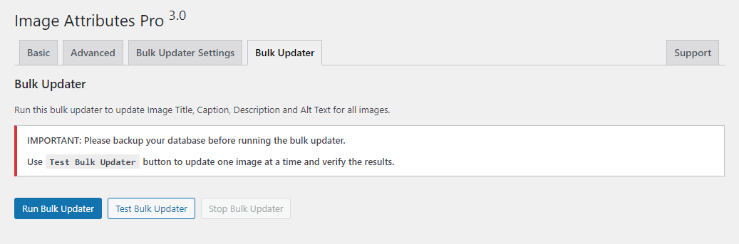 Bulk Updater Tab Of Image Attributes Pro