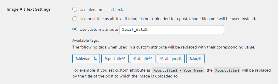 Custom Attribute Tag Exif_data