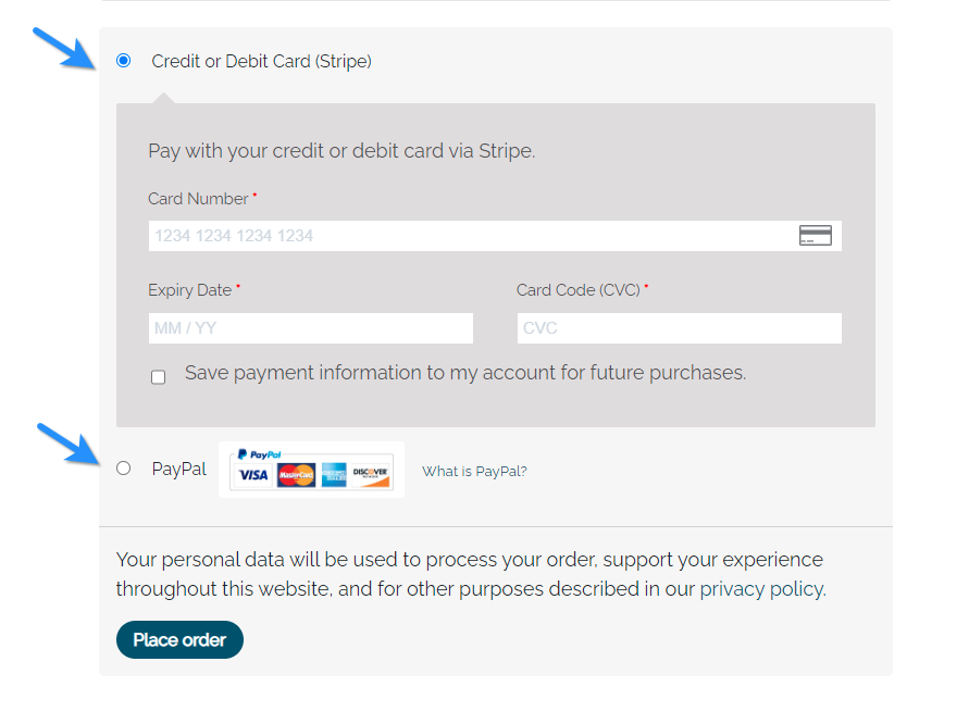 Payment Gateways Checkout Page