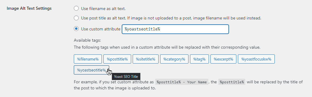 Yoast SEO Title Custom Image Attribute Tag