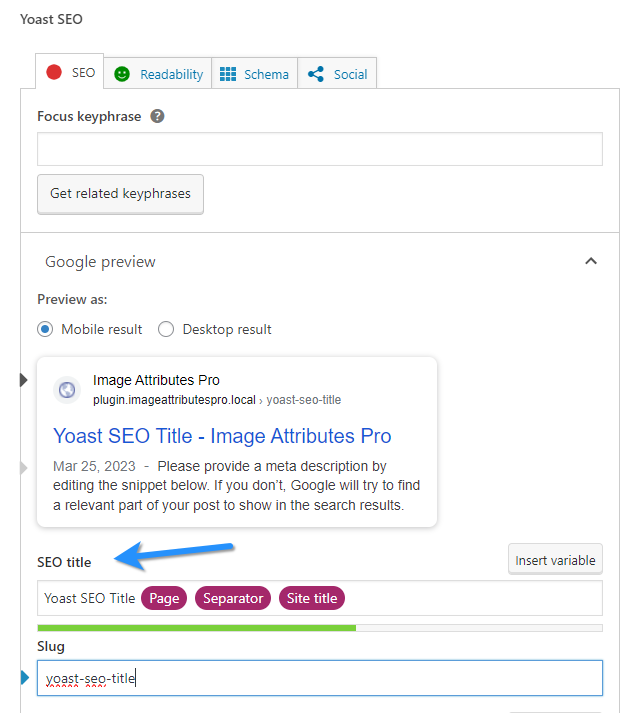 Yoast SEO Title