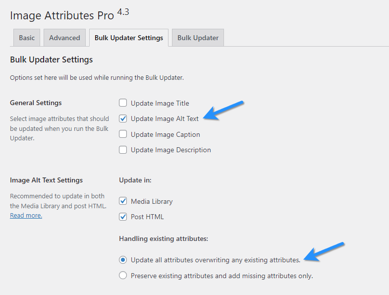 Step 4 In Bulk Updater Settings Configure Image Alt Text Settings To Overwrite Any Existing Attributes
