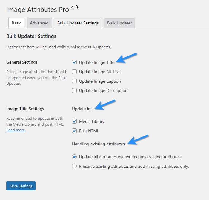 Bulk Updater Settings Configuration For Image Title